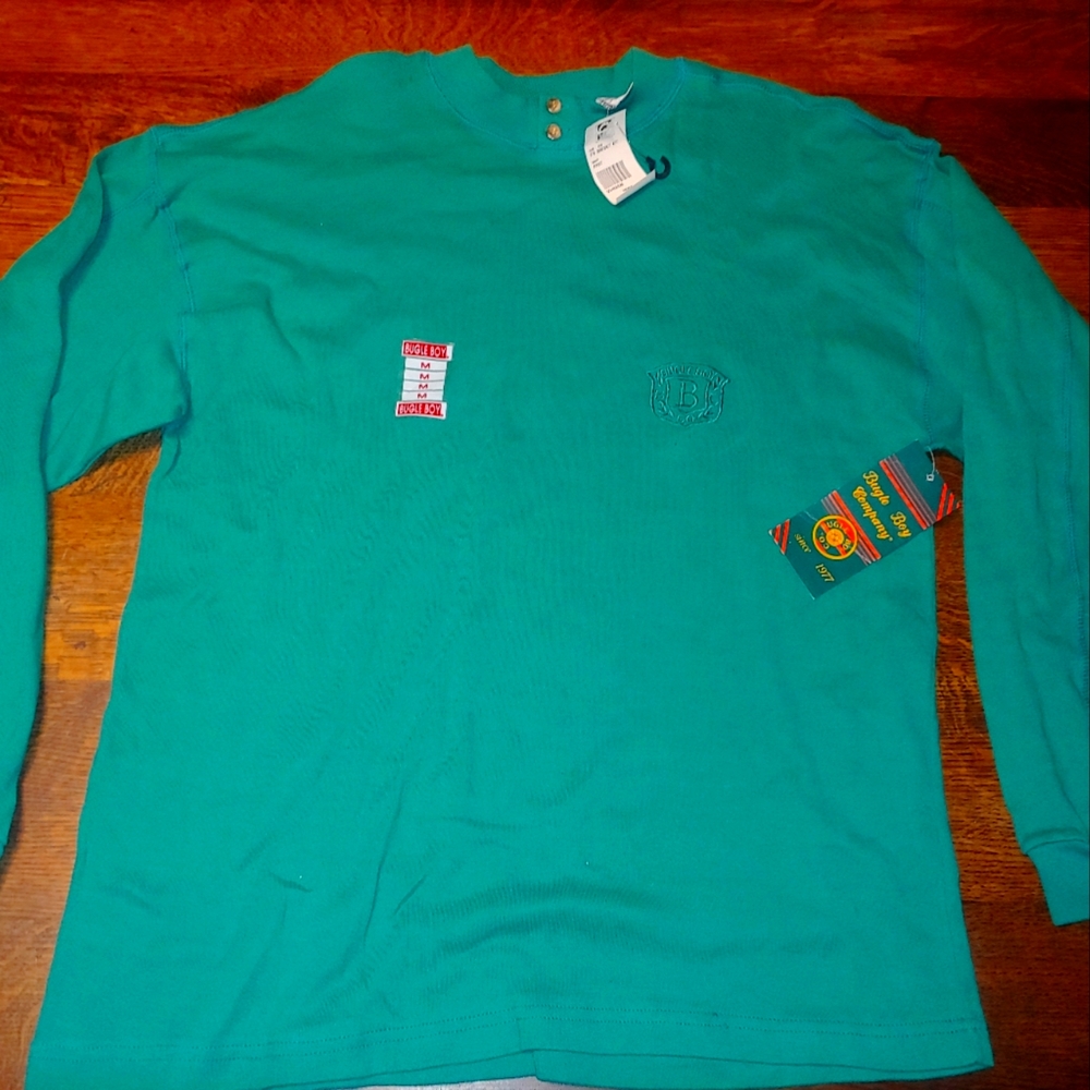 Vintage Bugle Boy Sweatshirt Sweater Men's Size Medium Fits Loose Green 90s NWT